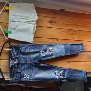American eagle outfitters shorts and distressed jeans